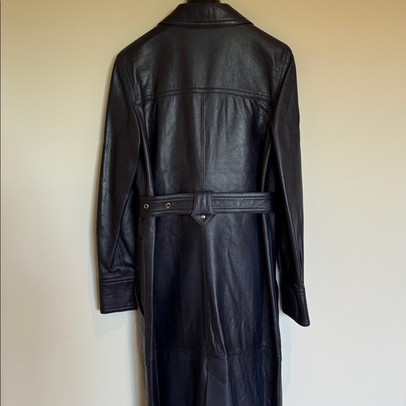 COACH 1941 MADE IN ITALY 🇮🇹 LAMB LEATHER SPORTY TRENCH COAT NAVY BLUE SIZE US 4 - Picture 14 of 16